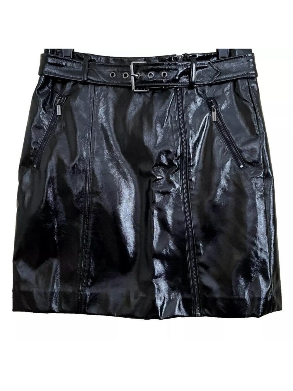 Karl Lagerfeld Black Faux Patent Leather Pencil Skirt Size 6 NWT Going out